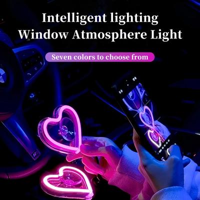 Fenster-Neonschilder, dreieckige Fenster, herzförmige Lichter, beleuchtete herzförmige Dekorationen, Auto-Schnittstelle, Fernbedienung