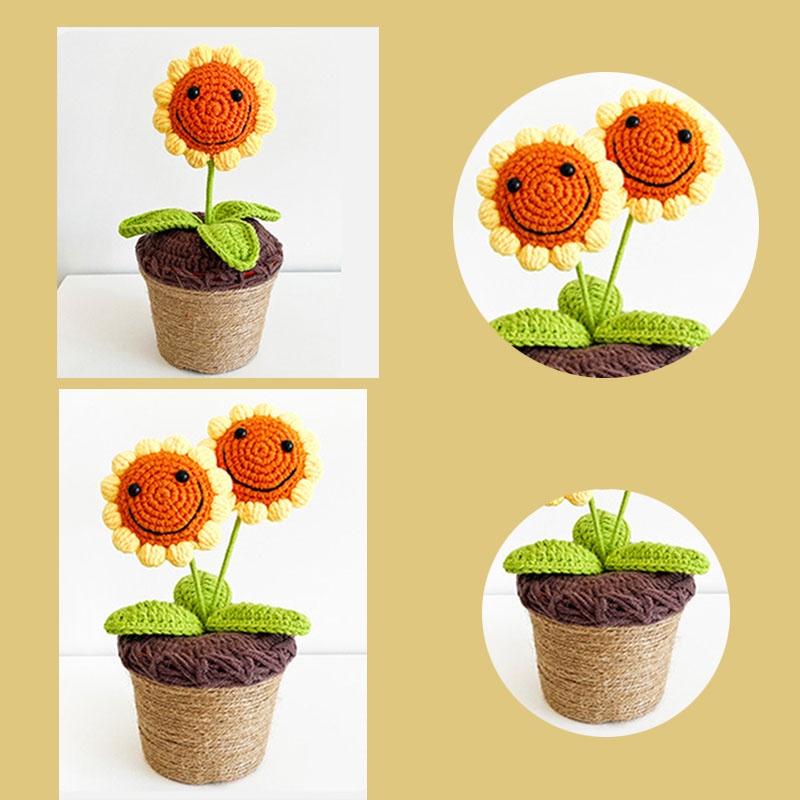 Knitted Sunflower Pot Plant Creative Décor For Your Home