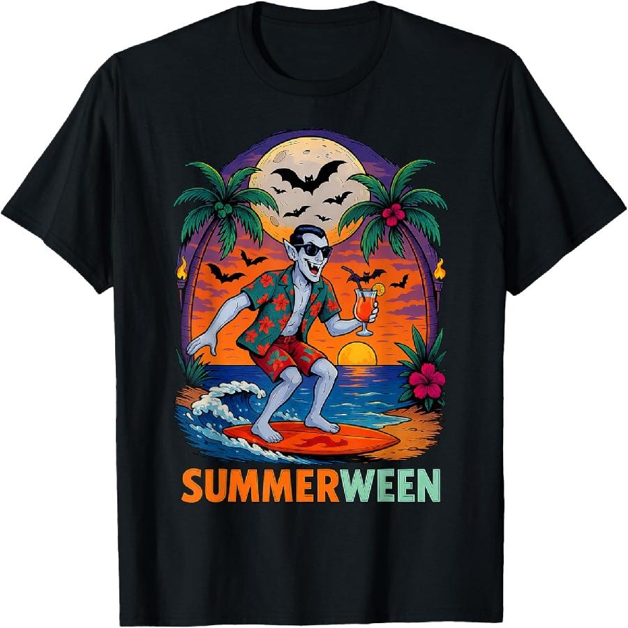 Halloween Summer Ween Dracula Costume Beach Party Halloween T-Shirt(1) XXXXXL чёрный