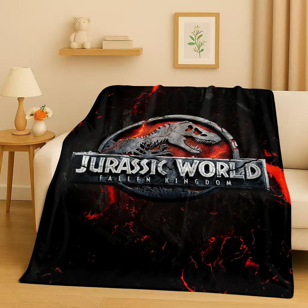 Coperta in Flanella Cartoon Dinosauro Jurassic Park 3D, Coperta Morbida Calda in Peluche per Casa Camera da Letto Letto Divano Copertura Ufficio Campeggio