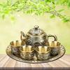 6-Piece Set Bronze Tea Retro Dragon-Phoenix Teapot Teacup Tray Gift Set European-Style Alloy Tea Set Combination For Home
