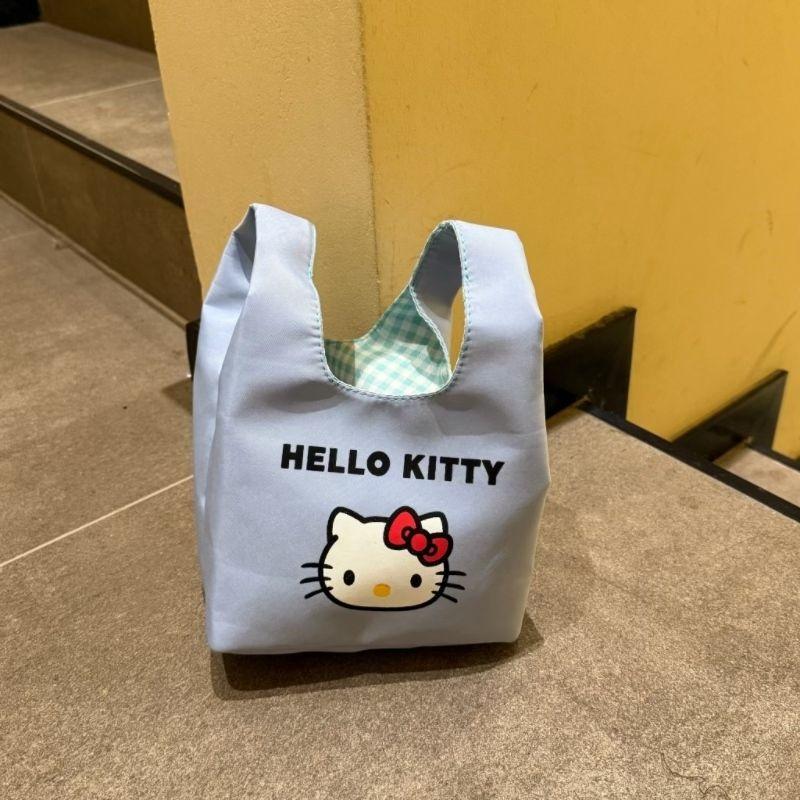Fresh plaid makeup shoulder bag New cartoon kitty print wristlet stylish pattern Small Square Bag lightweight Underarm handbag