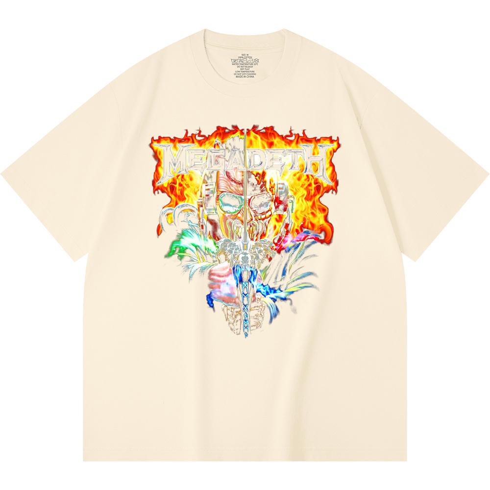Tricou Heavy Metal 230 Gsm 100% Bumbac Imprimeu Trupă Rock Muzică Populară Tricou Unisex din Bumbac Gros