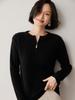 Women's Half-Zip Cashmere Knit Sweater – Long Sleeve, Round Neck Pullover for Autumn and Winter