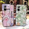 Kickstand Phone Holder Phone Case For Realme C67 4G Cartoon Durable Wrist Strap Waterproof Protective Fashion Design
