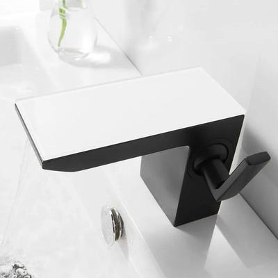 Black Waterfall Bathroom Basin Faucet Brass Deck Mounted Sink Faucet Single Handle Mixer Tap Hot and Cold Sink Faucet