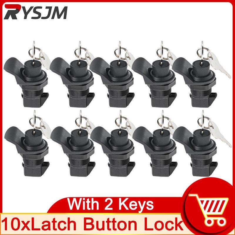 10pcs Latch Button Lock for Boat RV Trailer Classic Security Lock Cylinder Cabinet Locker Cam Lock With Keys Security Mailbox