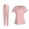 Female Scrub Set, V Neckline Machine Washable Beauty Parlour Comfortable with Multi Pockets Nurse
