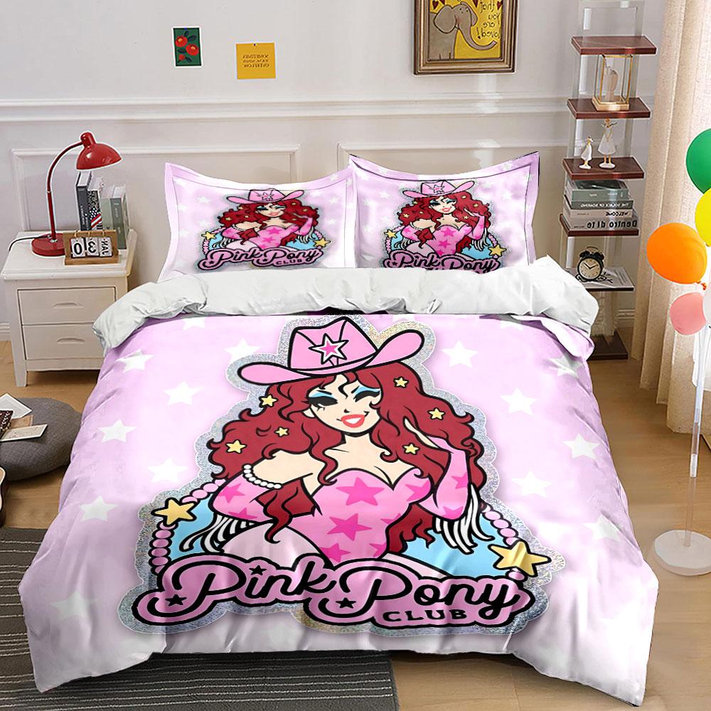 Pink Pony Club Cowgirl Art Bedding Duvet Cover Set Duvet Cover Pillowcases (1*Duvet Cover 2*Pillowcases, without duvet insert)