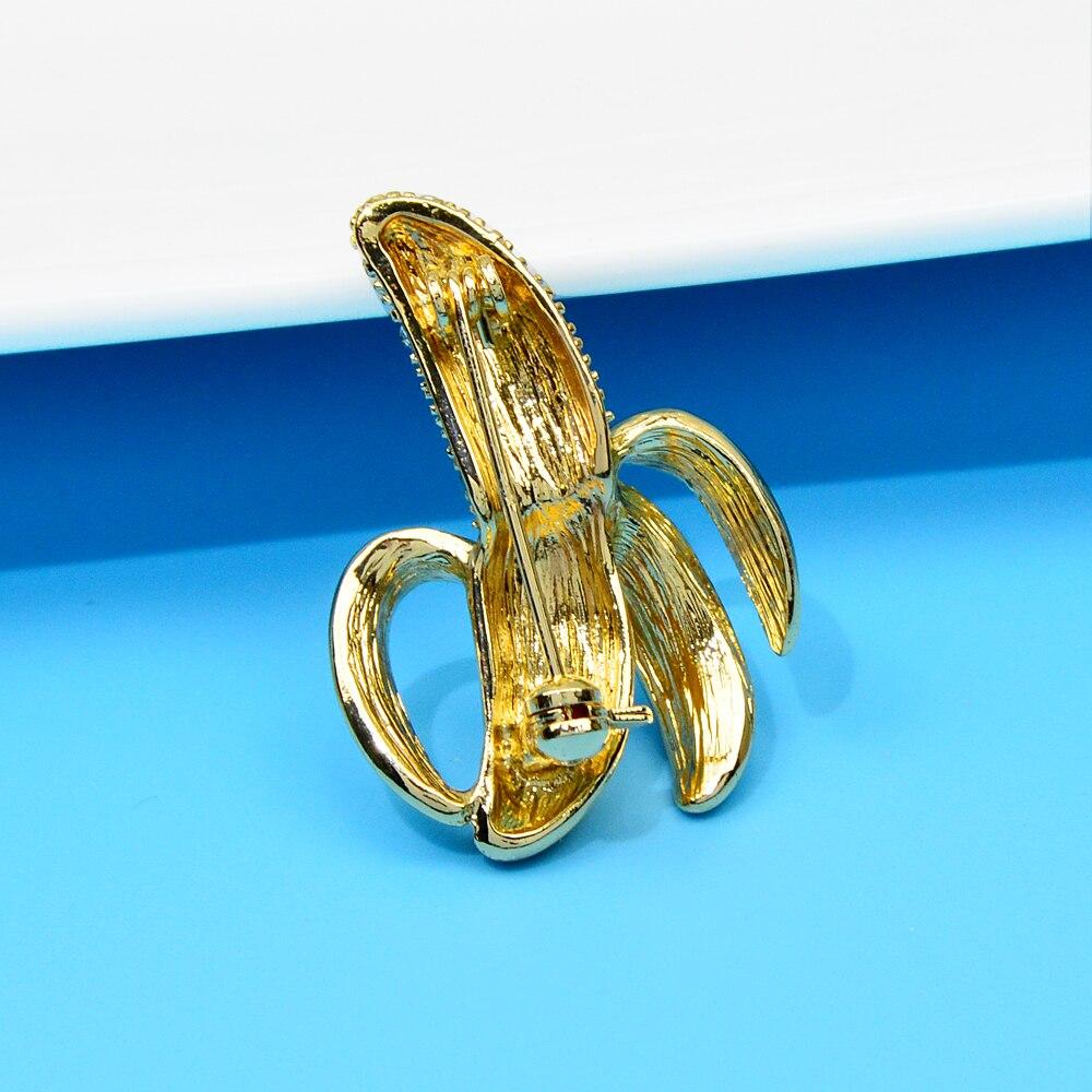 Blucome Rhinestone Banana Brooch Fruit  Brooches for Women 2023 New Fashion Jewelry Pin
