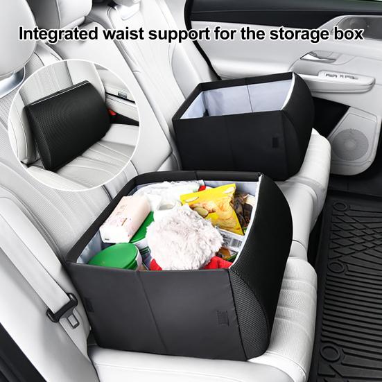 Foldable Car Seat Storage Box 2-in-1 Lumbar Support And Organizer Canvas Backseat Caddy for Snacks And Accessories Home Auto Use