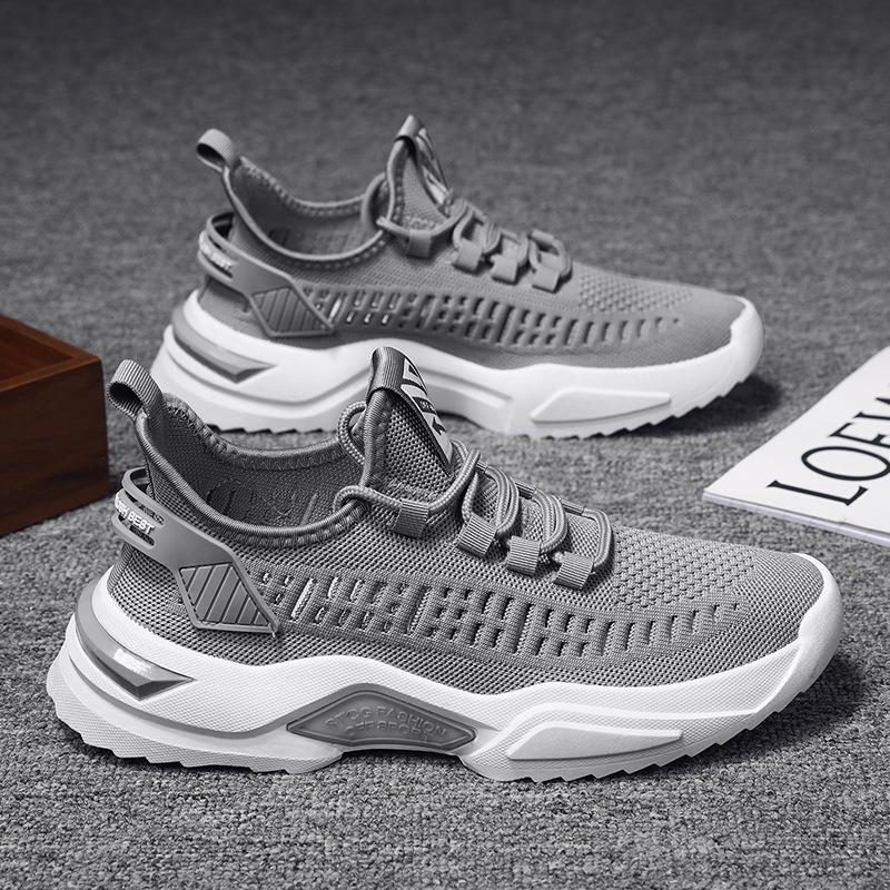 Men's flying knitting one-pedal lazy shoes flying knitting breathable casual shoes men's trend low-top sports shoes running shoes