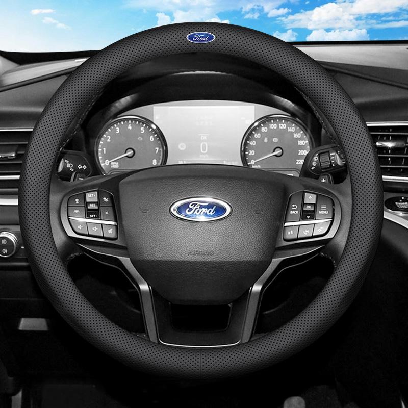 

Чехол на руль автомобиля Спортивный Кожаный Дышащий Для Ford Ranger Fiesta Escape Ecosport Focus Mk1 Mk2 Mk3 F-150 Mustang Mondeo чёрный