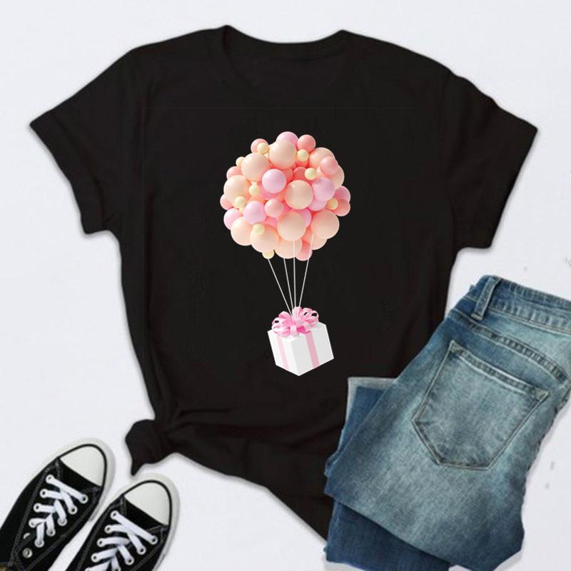 Women Rose Print Black T Shirt Female 2026 Valentine New Tshirt Fashion Short Sleeve Tee Tops Harjauku Cute Tshirt Graphic Y2K