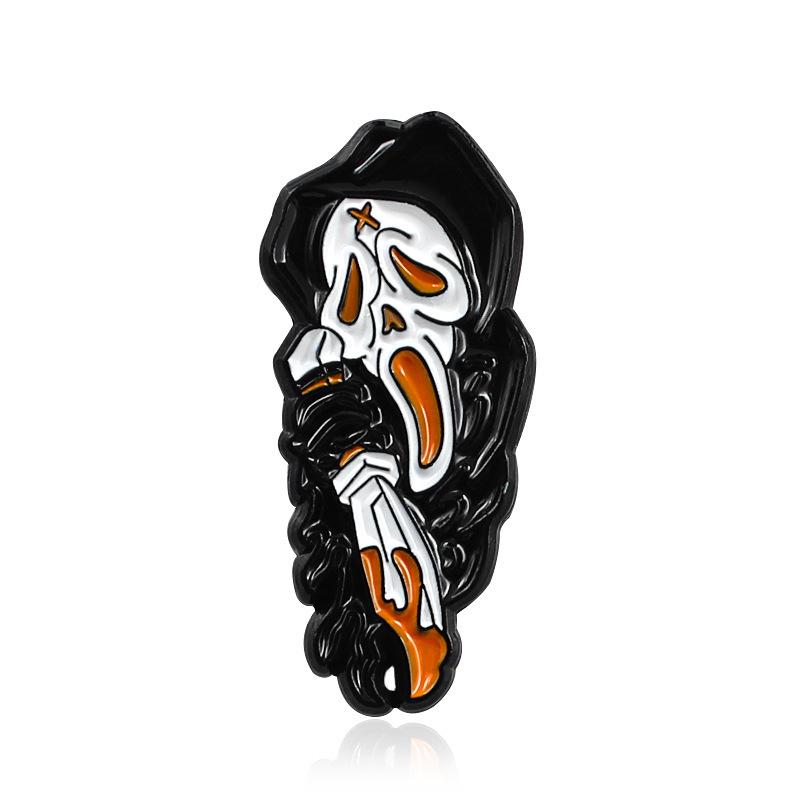 Black Robe White Ghost Enamel Pin - Unique Lapel Accessory