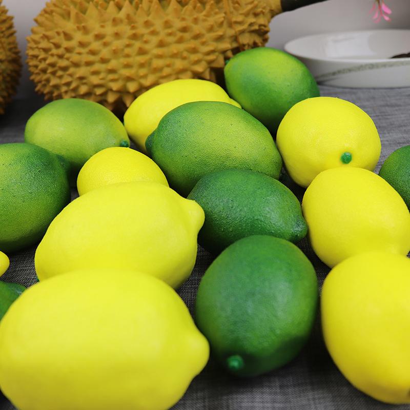 5Pcs Yellow/Green Artificial Fake Lemons Realistic Faux Fruits Photography Props For Home Kitchen Table Decoration