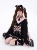 TOWYYO Hoodie mit Band und Lang Perfekt für und Herbst Damen Harajuku-inspiriert Schulterfrei Träger, Ärmel, Print, Y2k, Niedlich, V-Ausschnitt,
