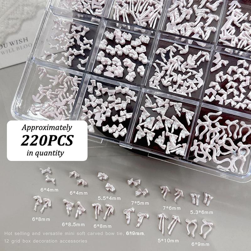 12 Grids Bow Mixed Mini Nail Art Rhinestone Decals Nails Art Design Decoration Charm Accessories
