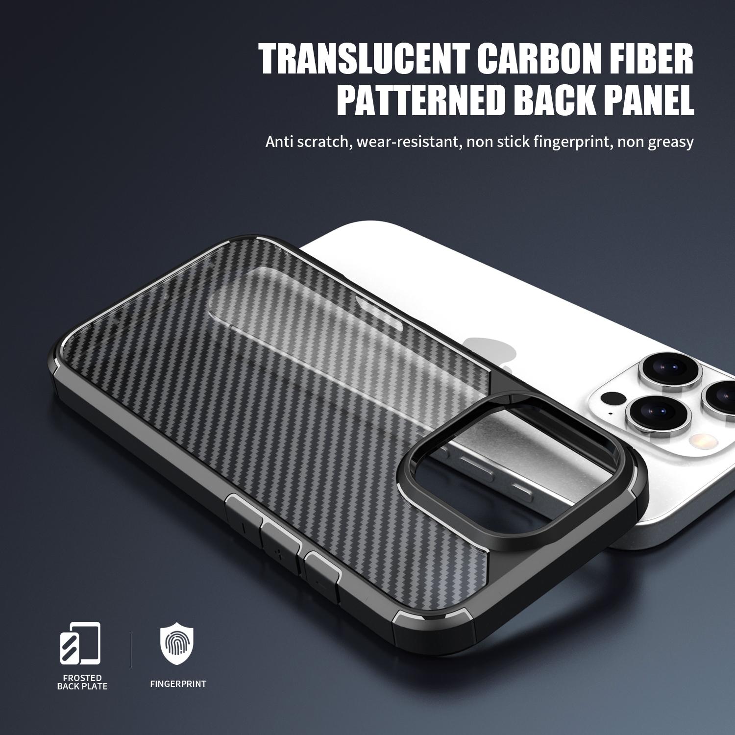 

For iPhone 16 Pro Case Carbon Fiber Texture Anti-Scratch TPU+PC Back Cover A