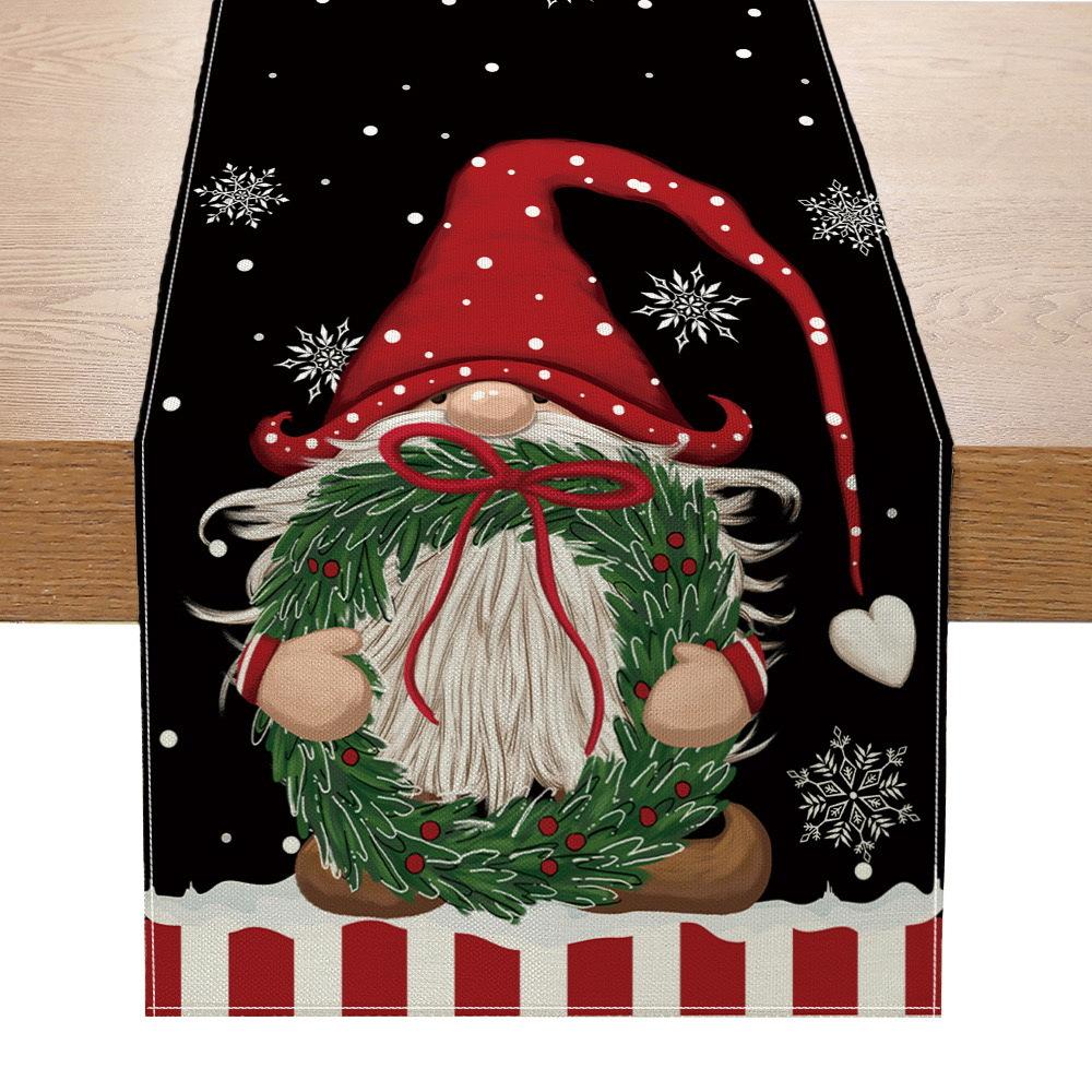 Amazon Weihnachts-Tischläufer Leinen Druck Festlich Küchentisch Tischdecke Wohnzimmer Tischdecke