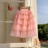 2025 Spring/Summer Korean Layered Cake Mesh Skirt for Girls – Sweet and Fashionable Princess Dress