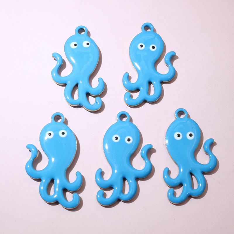 10pcs 28x15mm Enamel Octopus Charms Pendant Stainless Steel DIY Jewelry Making Accessories Findings for Necklace Earrings