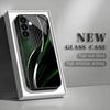 Green black curved tempered glass phone case suitable for Samsung Galaxy S26 S25 S24 S22 S21 S20 FE/Ultra/Plus shockproof