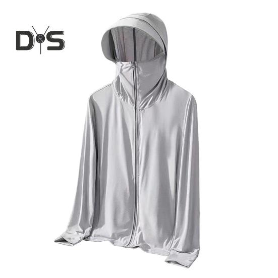 Sunscreen Clothing Jacket Men Women Hooded Long Sleeve Zipper Closure Ice Silk Outdoor UV Protection Coat