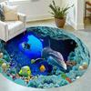 Luxurious Ocean Animals Pattern Round Shape Floor Mats Kitchen Hallway Runner Rug Bedroom Living Room Soft Carpet Non-slip Area Rug