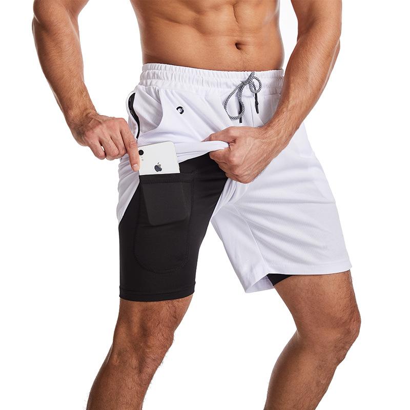Men's Running Shorts 2-in-1 5/5 Quick Drying Fitness Straight Leg Mid Length Pants