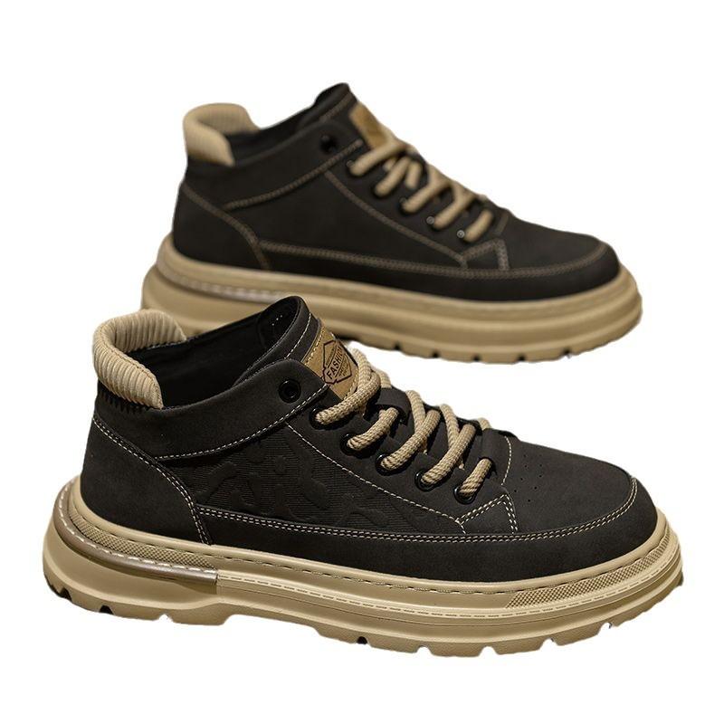 Martin Boots Men's Shoes Spring British Style Retro Casual Leather Shoes Men's Leather Waterproof and Non-slip Medium Help Tooling Short Boots