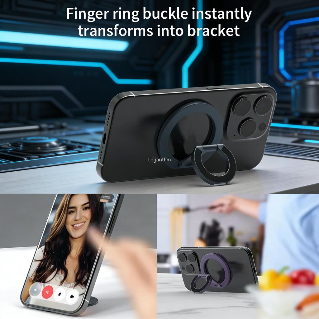 2026 New Magnetic Phone Ring Holder 360° Rotation Foldable Stand Double Sided Strong Magnet For Magsafe iPhone Samsung Holder 5