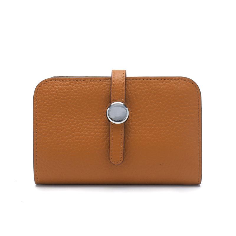 New Wallet Women's Short Genuine Leather Fashion Top Layer Cowhide Ultra-thin Strap Women's Wallet Cowhide Suit Clip