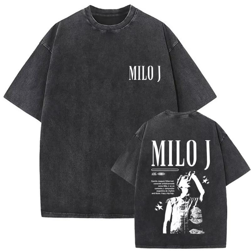 Washed Vintage Rapper Milo J Music Album Logo Merch Tshirt Unisex Women Hip Hop Fashion Oversized T Shirts Streetwear