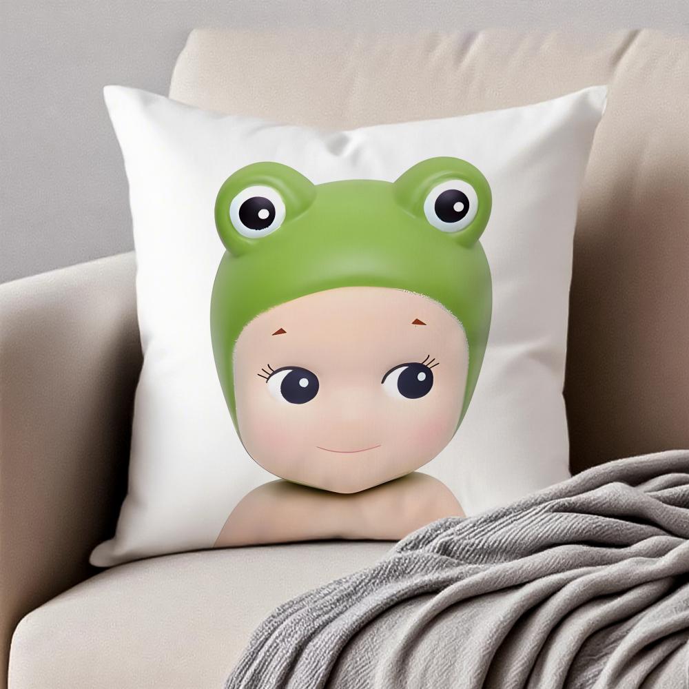 sSonny Angel Pillow Cute Figure Cushion Cover Pillowcase Antidustmite Invisible Zipper Short Plush Sofa Cushion