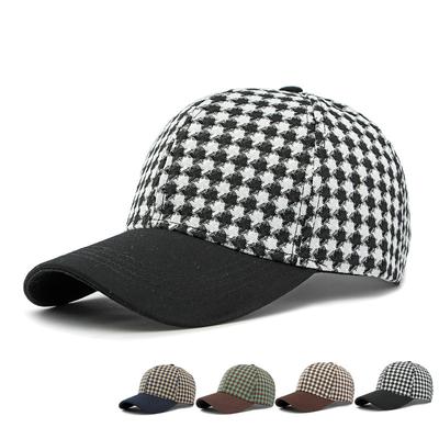 Hats Women's Houndstooth Hard Top Baseball Cap Stitching Sunshade Cap Men