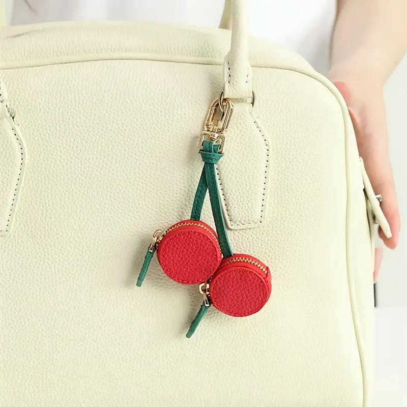Fruit Shape Cherry Design Fruit Charm Coin Purse Blueberry Peach Cute Key Chain Mini Pouch Wallet Gift For Airtag Girl Women