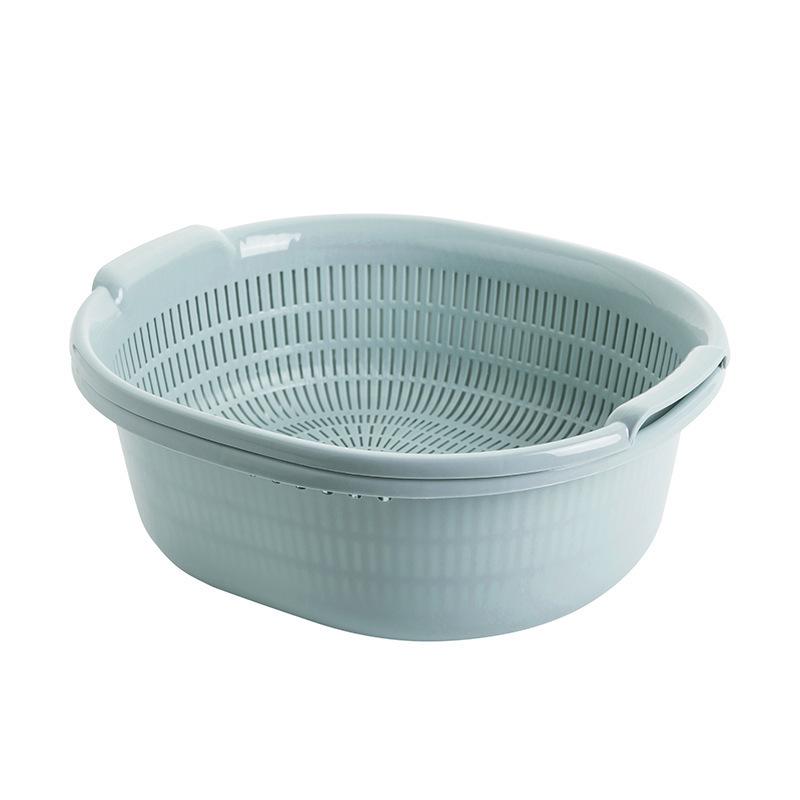 Large Double-Layer Vegetable & Rice Washing Basket Set - Multi-Use Kitchen Drainer