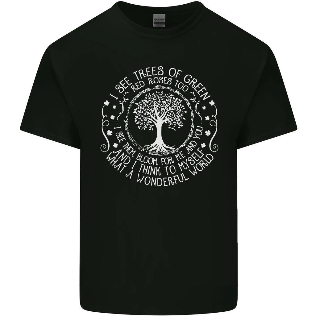 Árboles What A Maravilloso Mundo Medio Ambiente Algodón Hombre Camiseta