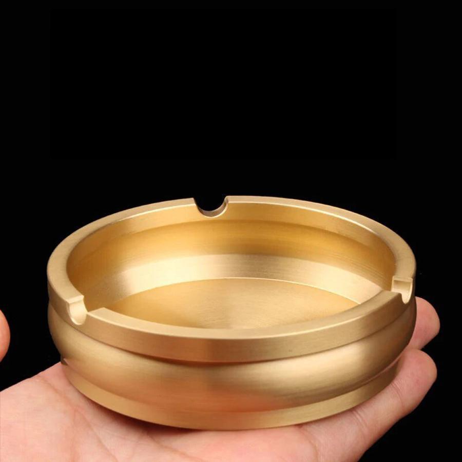 Brass Ashtray – 3.5in Durable Polished Gold Finish, Elegant Anti-Rust Design for Home, Office, or Gift