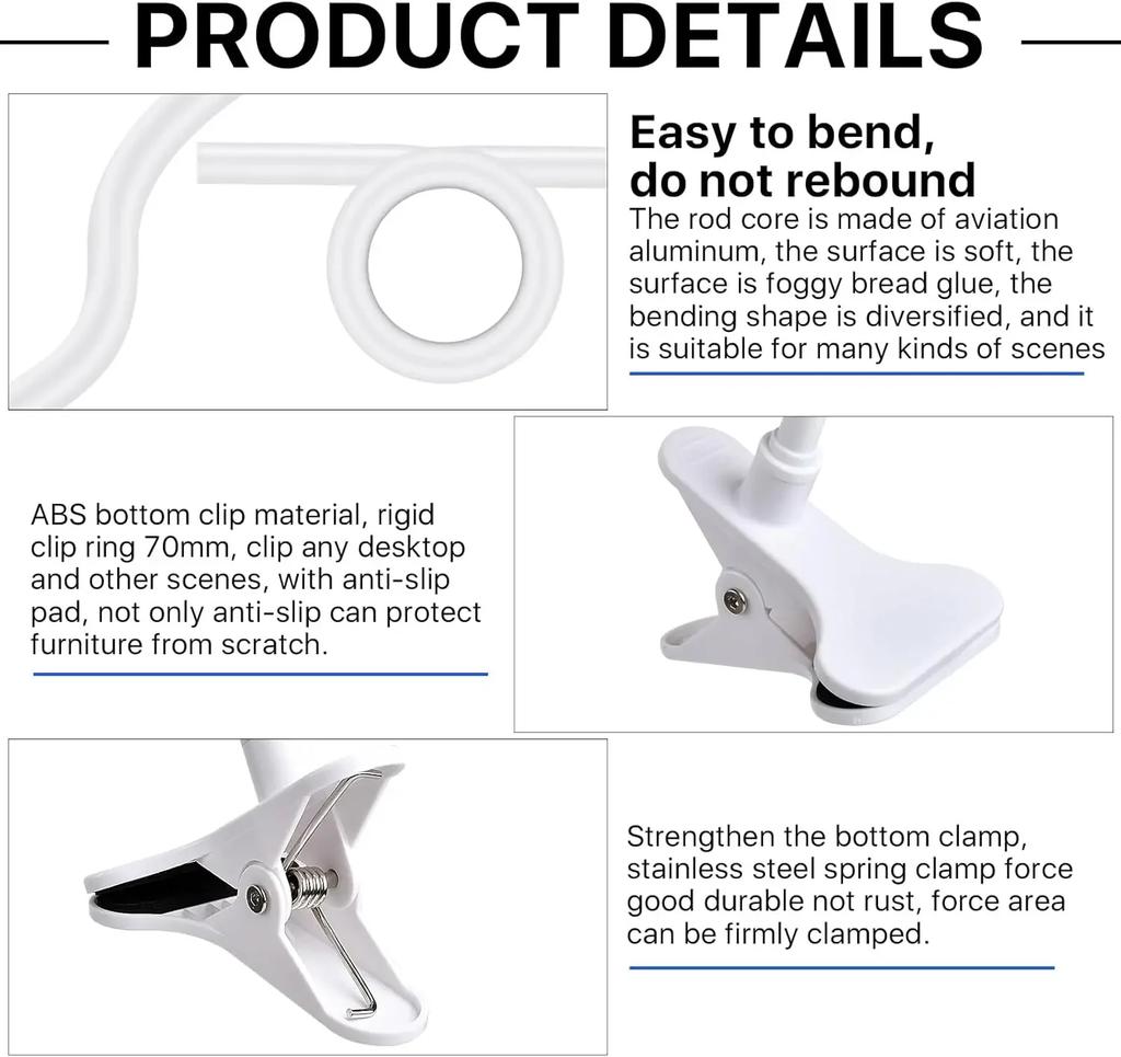 41cm/25cm Universal Bendable Baby Monitor Holder Clip 1/4'' Punch-free Camera Support Stand Webcam Camera Mounting Clamp Kit