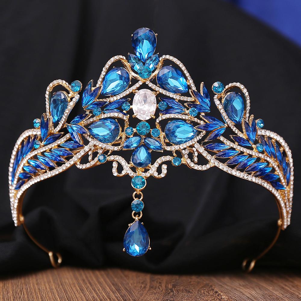 DIEZI Korean Elegant Luxury Bridal Opal AB Crystal Pendant Tiara For Women Girls Wedding Party Crown Hair Accessories Headpiece