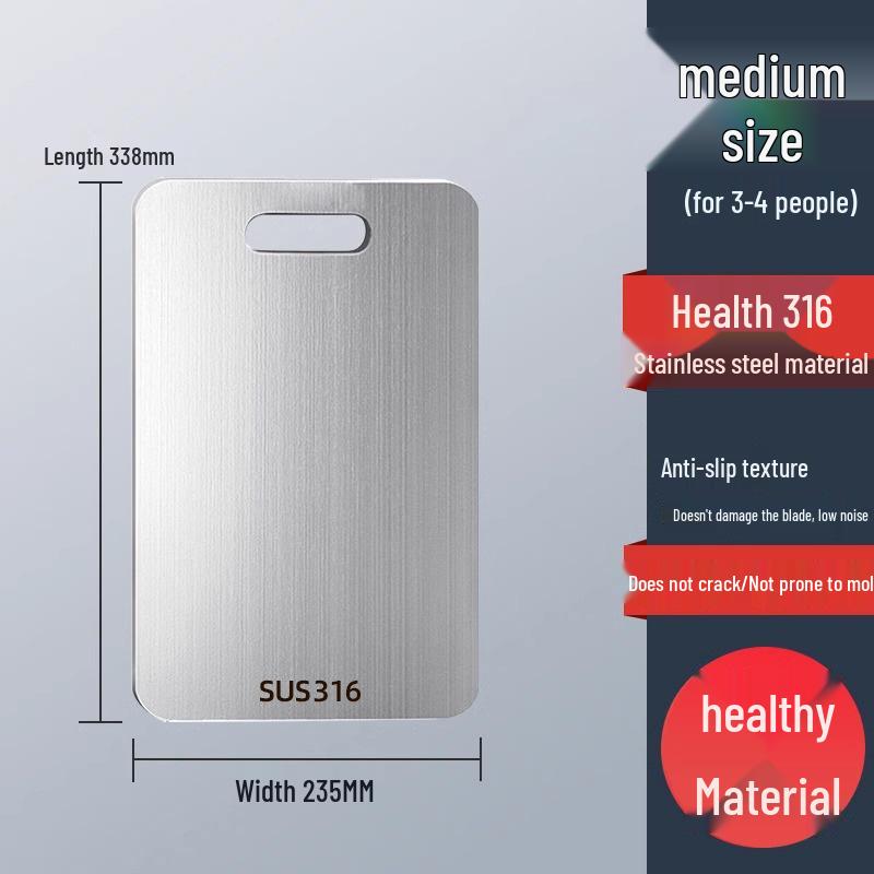 Large Antibacterial Cutting Board - 316 Stainless Steel, Anti-Mold, Thickened for Kitchen Use