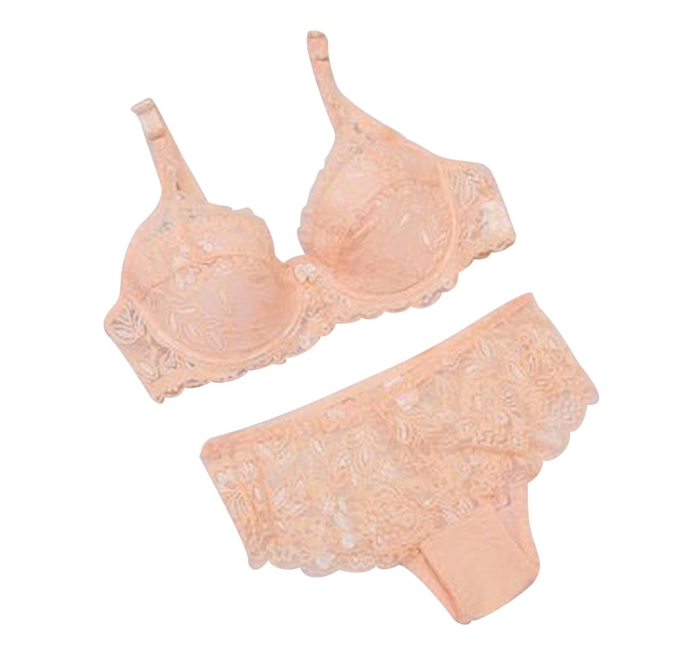 

Plus Nao Bra and Panty 80B Beige Women s 2-Piece Set, 3/4 Cup, See-Through, (Size 36), (Standard)