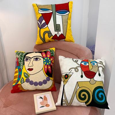 Neuer Stil Kissenbezug Picasso Bestickt Dekorative Wurfkissenbezüge Abstrakte Dekoration für Zuhause Sofa Auto