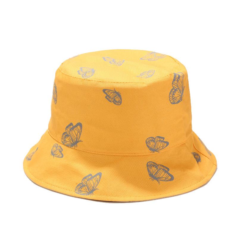 Basin hat female summer street double-sided butterfly bucket hat outdoor sun hat small fresh sunscreen bucket hat tide