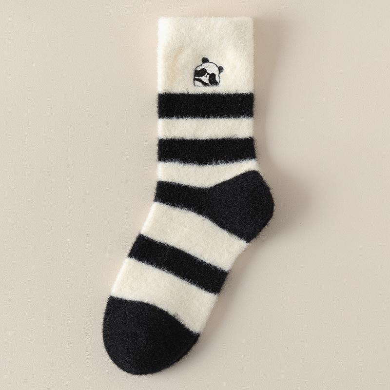 Ponožky Dámské středně vysoké ponožky Podzimní a zimní fleecové Extra silé podlahové ponožky Spací ponožky Pruhované Oboustranný fleece