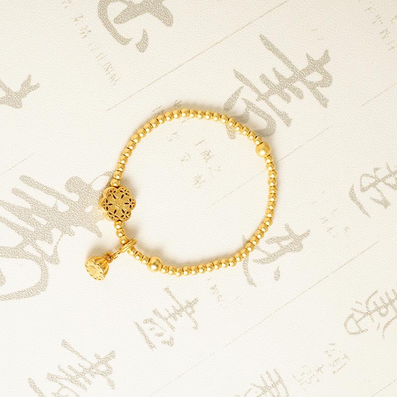 Vietnamese Gold Lotus Seed Bead Bracelet: National Style Women's Jewelry