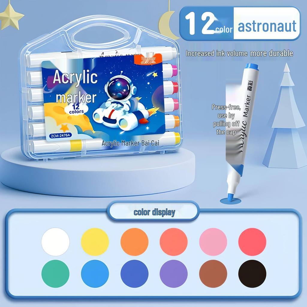 True Color Stackable Acrylic Markers - Non-Bleeding Watercolor Pens for Students and Kids