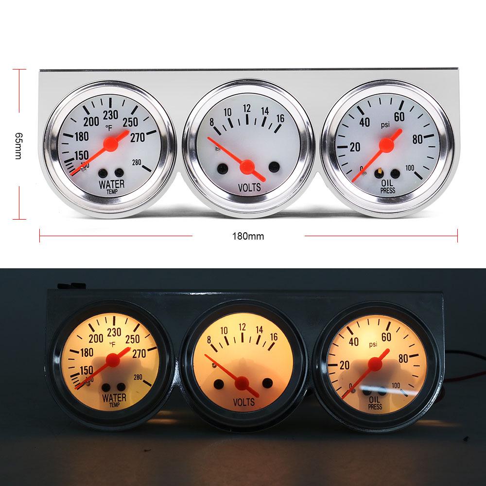 52mm 3-in-1 Mechanical Gauge: Water Temp, Oil Pressure, Voltage 52